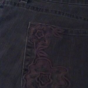 Lee Women's Boot Cut Jeans - Dark Blue with Purple Floral Accent